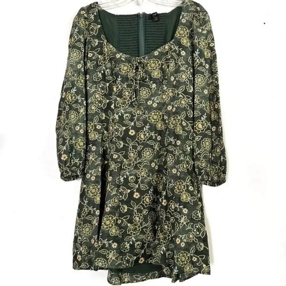 J. Crew Vintage Vines Green Sweetheart Floral Mini Dress‎ - 8